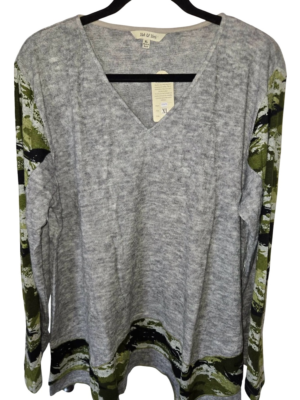 Yak & Yeti Lagenlook Pointed Tunic Sweater Size XL